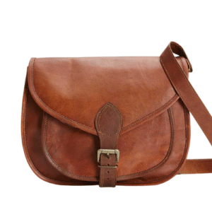 Mirevia Classic Brown Leather Crossbody Satchel