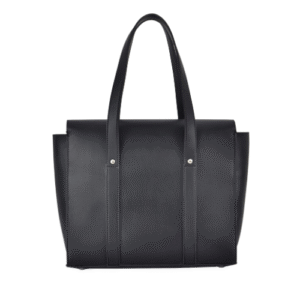 Mirevia Structured Black Faux Leather Tote Bag
