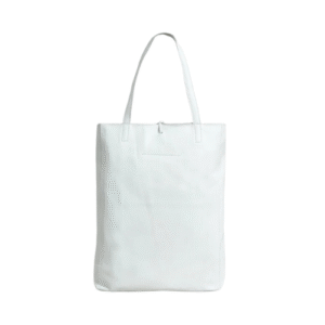 Mirevia Minimalist White Leather Tote Bag