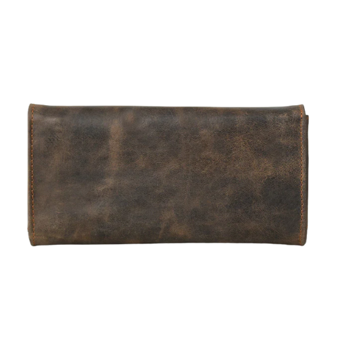 Mirevia Men's Distressed Leather Long Wallet - Image 3