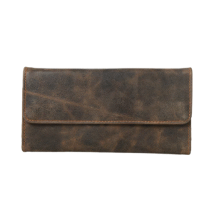 Mirevia Men's Distressed Leather Long Wallet