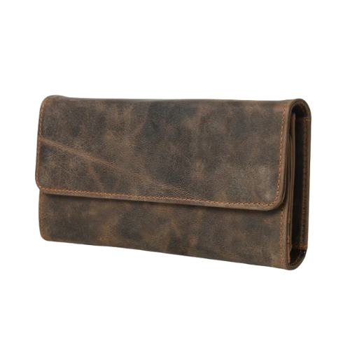 Mirevia Men's Distressed Leather Long Wallet - Image 2