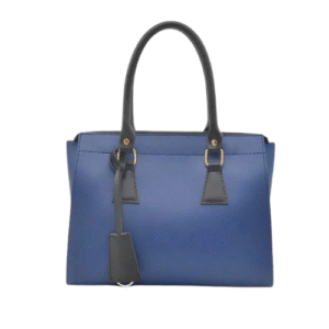 Mirevia Elegant Blue & Black Faux Leather Handbag with Dual Top Handles