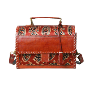 Mirevia Handcrafted Ajrak Leather Satchel – Vintage Tribal Char