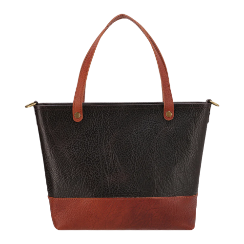 Mirevia Ebony & Chestnut Contrast Leather Tote