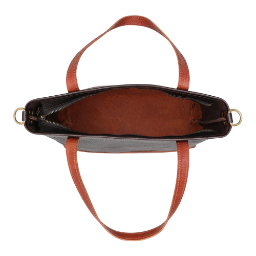 Mirevia Ebony & Chestnut Contrast Leather Tote - Image 2